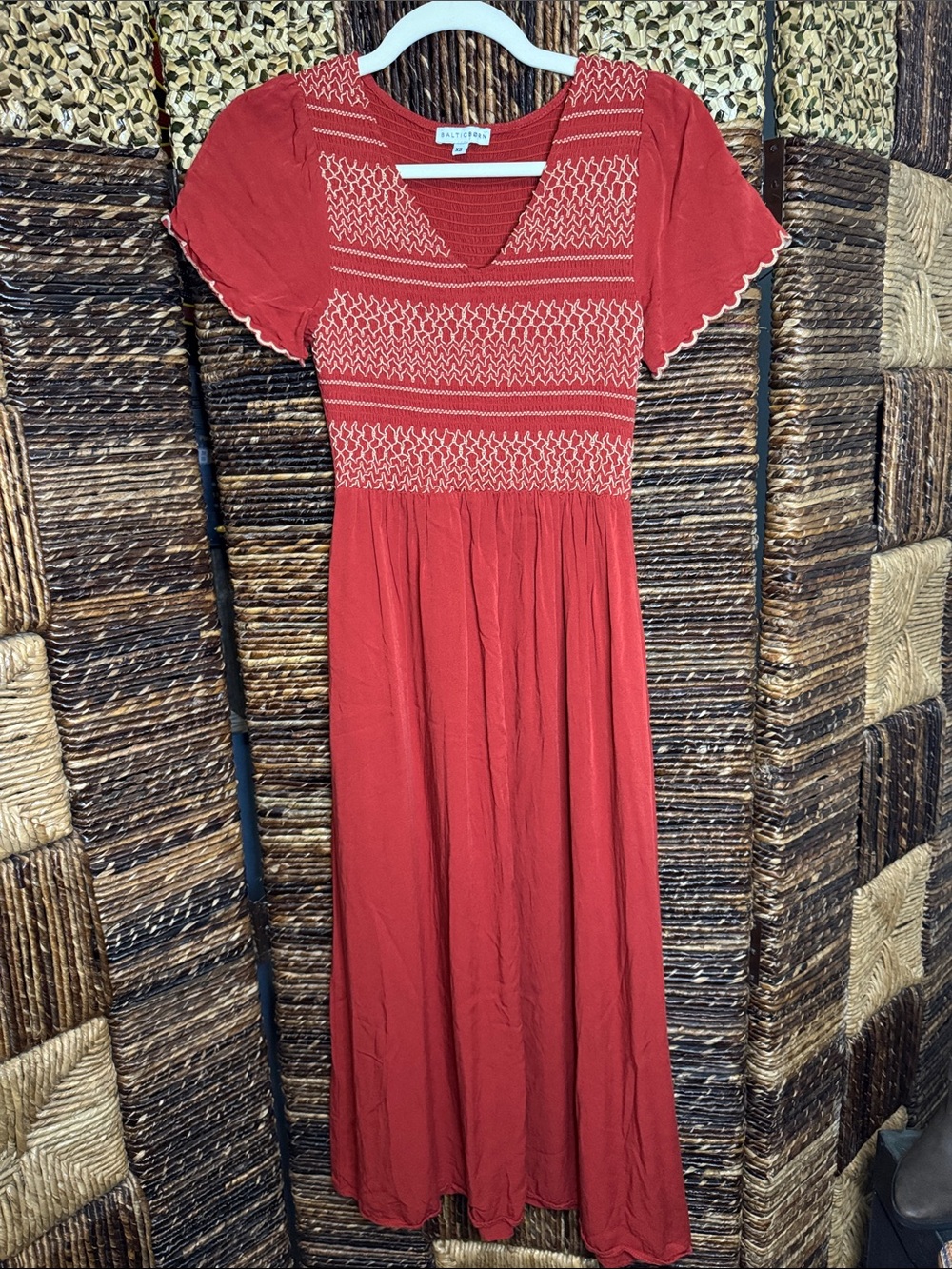 Ava & Viv Rust Red Smocked Maxi Dress